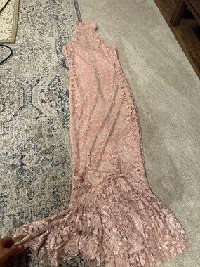 PrettyLittleThing Pink Lace Midi Dress